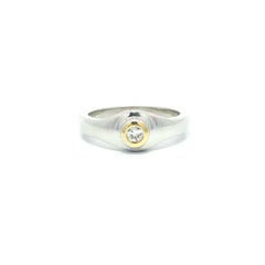 18k Gold 0.12ct Round Bezel Diamond Solitaire Polished Finish Target Ring