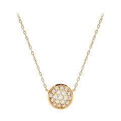 18K Gold 0.15 Carat Diamond Minimalist Cluster Disc Necklace