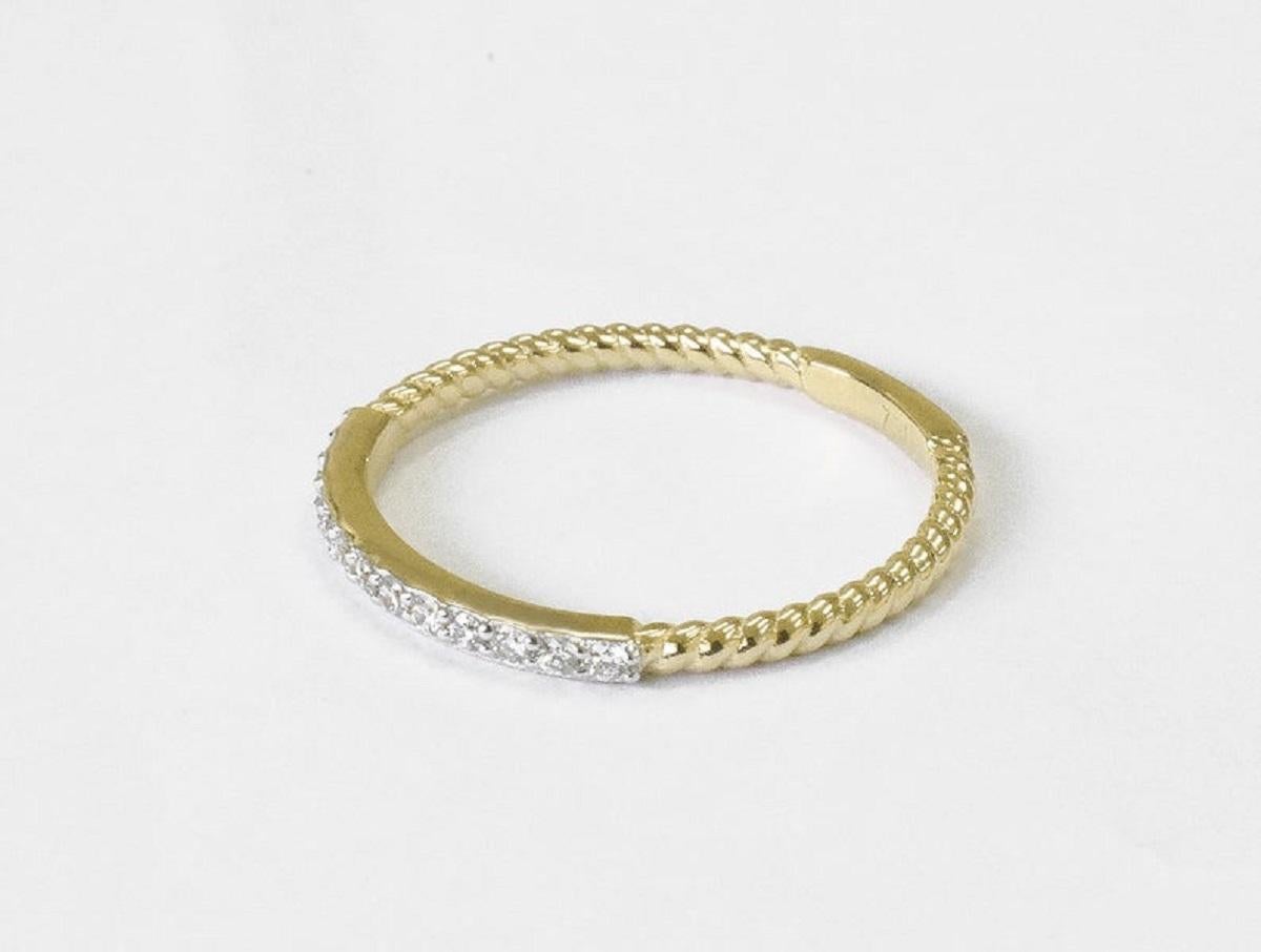 For Sale:  18k Gold Micro Pave Stacking Ring Thin Dainty Diamond Ring 2
