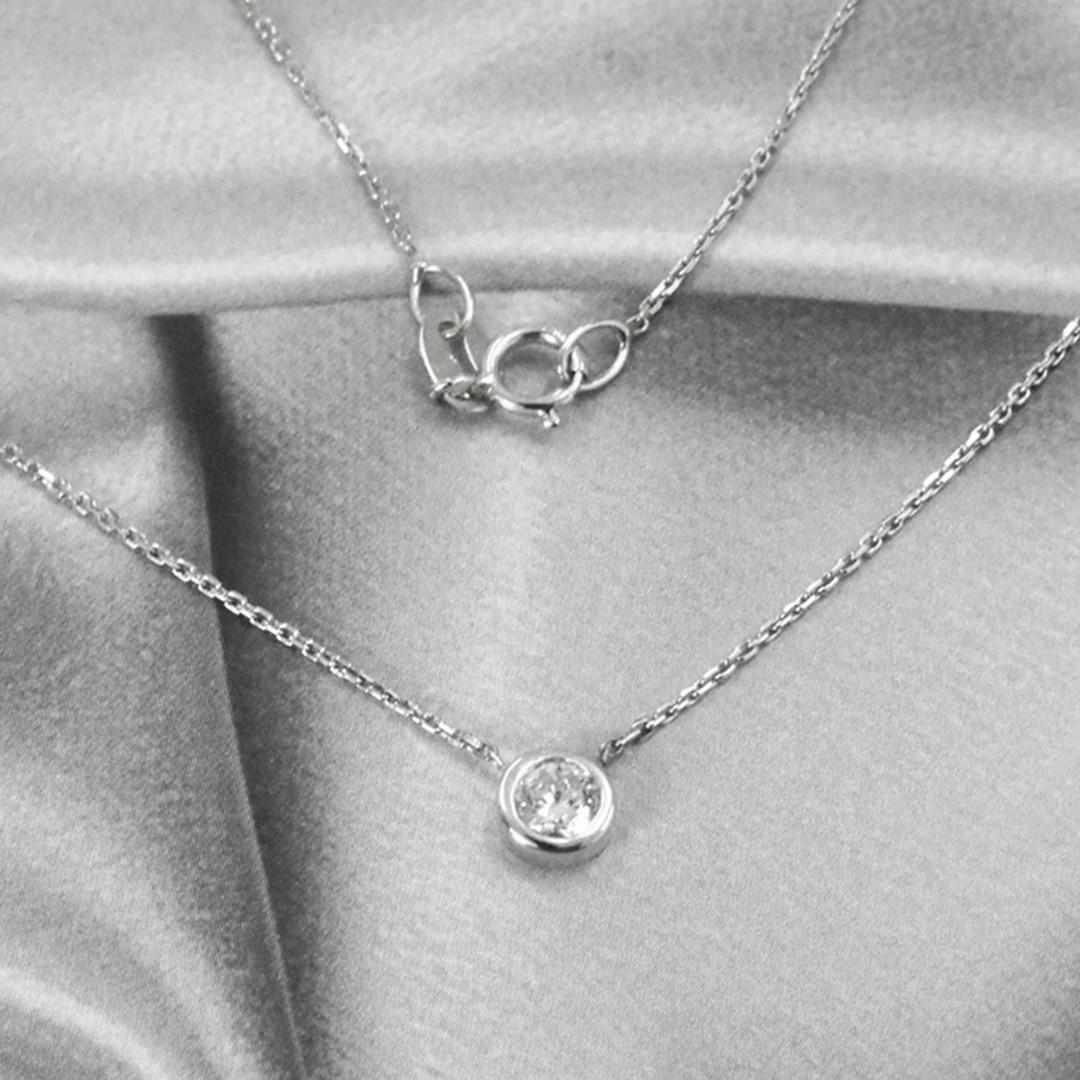 Women's or Men's 18k Gold 3.5 mm Diamond Solitaire Necklace Diamond Solitaire Bezel Setting For Sale