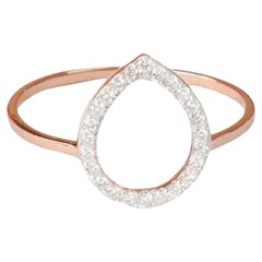 Bague ouverte en or 18k avec diamant 0,18 carat en forme de poire 