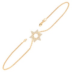 18K Gold 0.18 Ct Star of David Diamond Bracelet