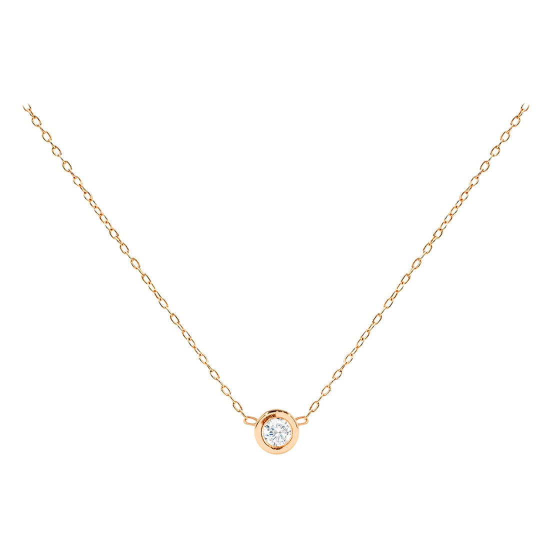 Collana con solitario di diamanti da 0,20 carati in oro 18 carati con castone in vendita