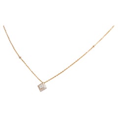 18k Gold 0.20 Carats White Diamonds Modern Unisex Mesh Chain Pendant Necklace