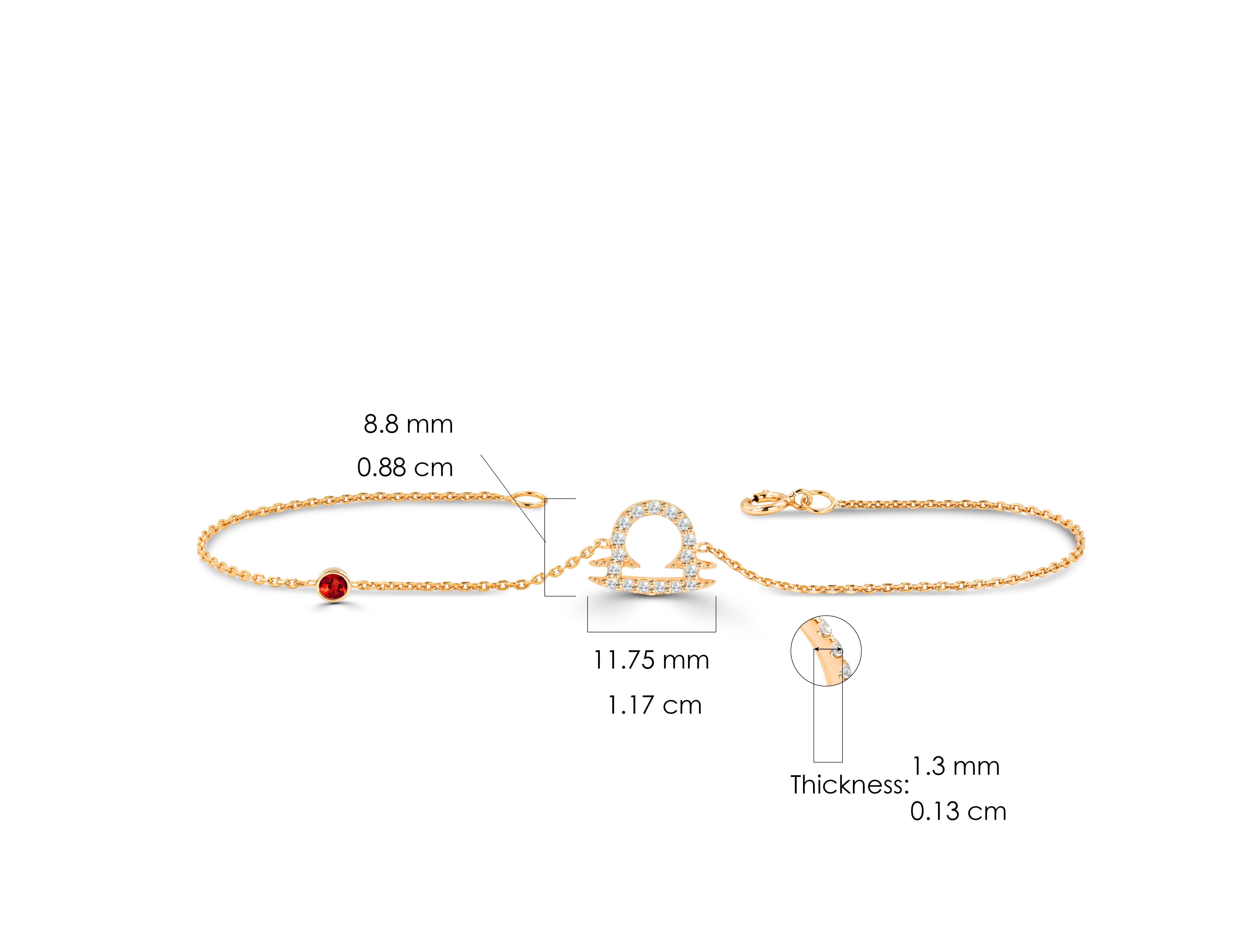 18 Karat Gold 0,27 Karat Diamant Libra Sternzeichen-Armband mit Rubin, Smaragd, Saphir und Stein im Angebot 2