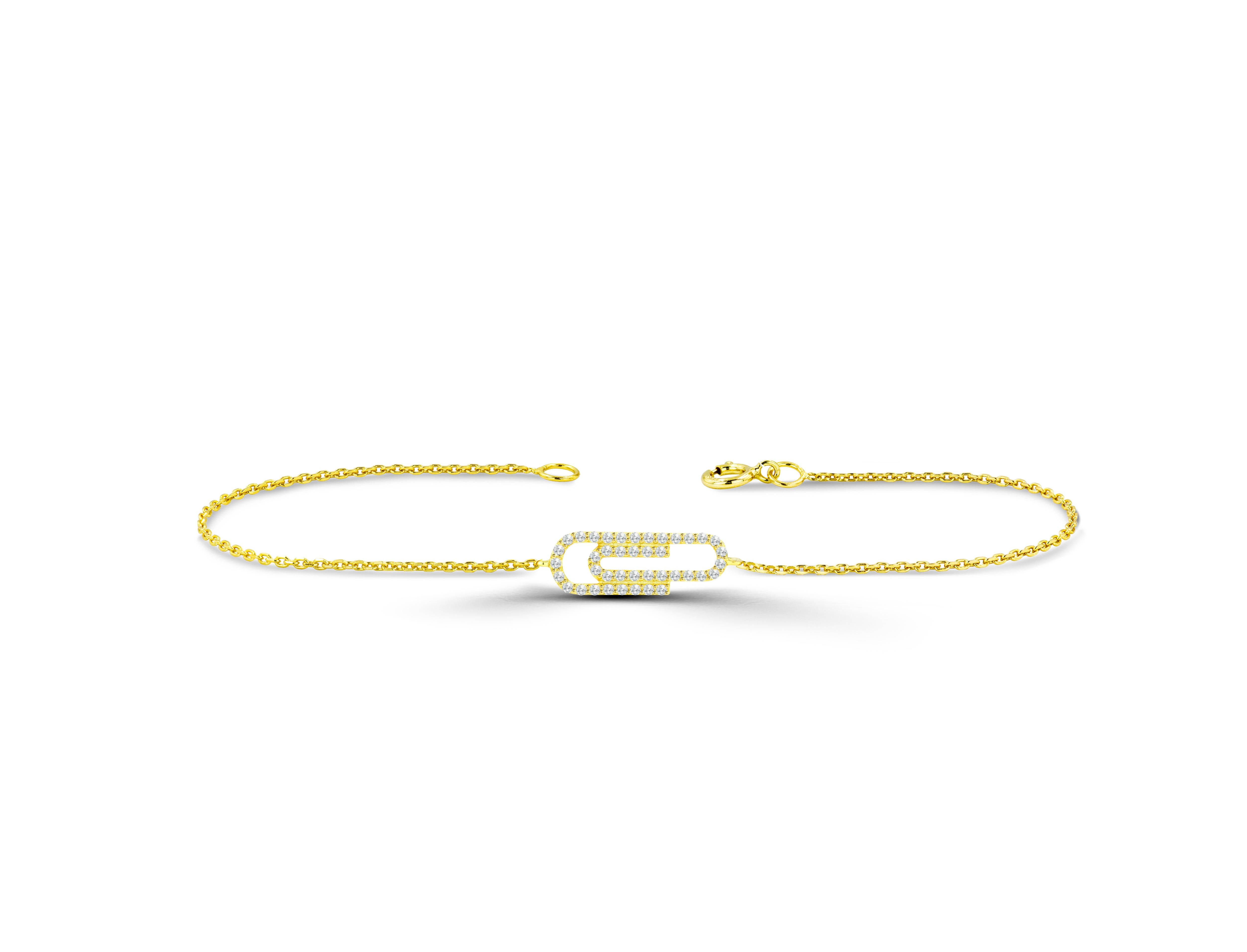 18 Karat Gold 0,39 Karat Diamant-Papier-Clip-Armband  (Moderne) im Angebot