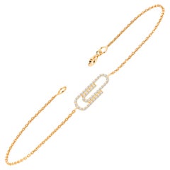 18K Gold 0.39 Ct Diamond Paper Clip Bracelet