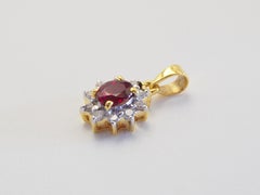 18K Gold 0.50ct Deep Red Ruby & 0.18ct Diamond Classic Sunburst Pendant Enhancer