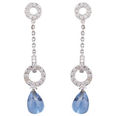 Or 18k 0.52cts Diamond and 3.00cts natural tanzaniteEarring