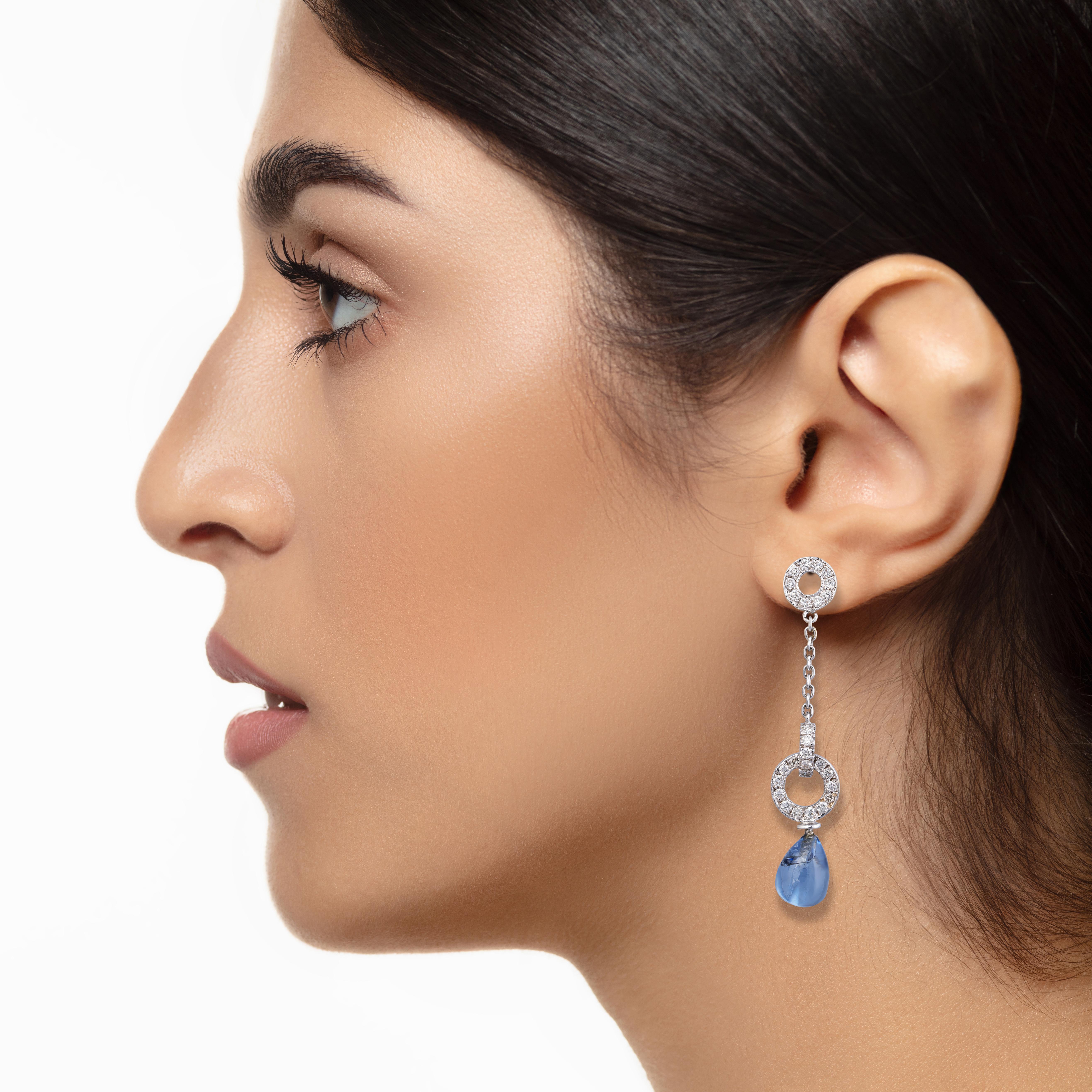 18 Karat Gold 0,52 Karat Diamant und 3,00 Karat natürlicher Tansanit Ohrring im Zustand „Neu“ im Angebot in jaipur, IN