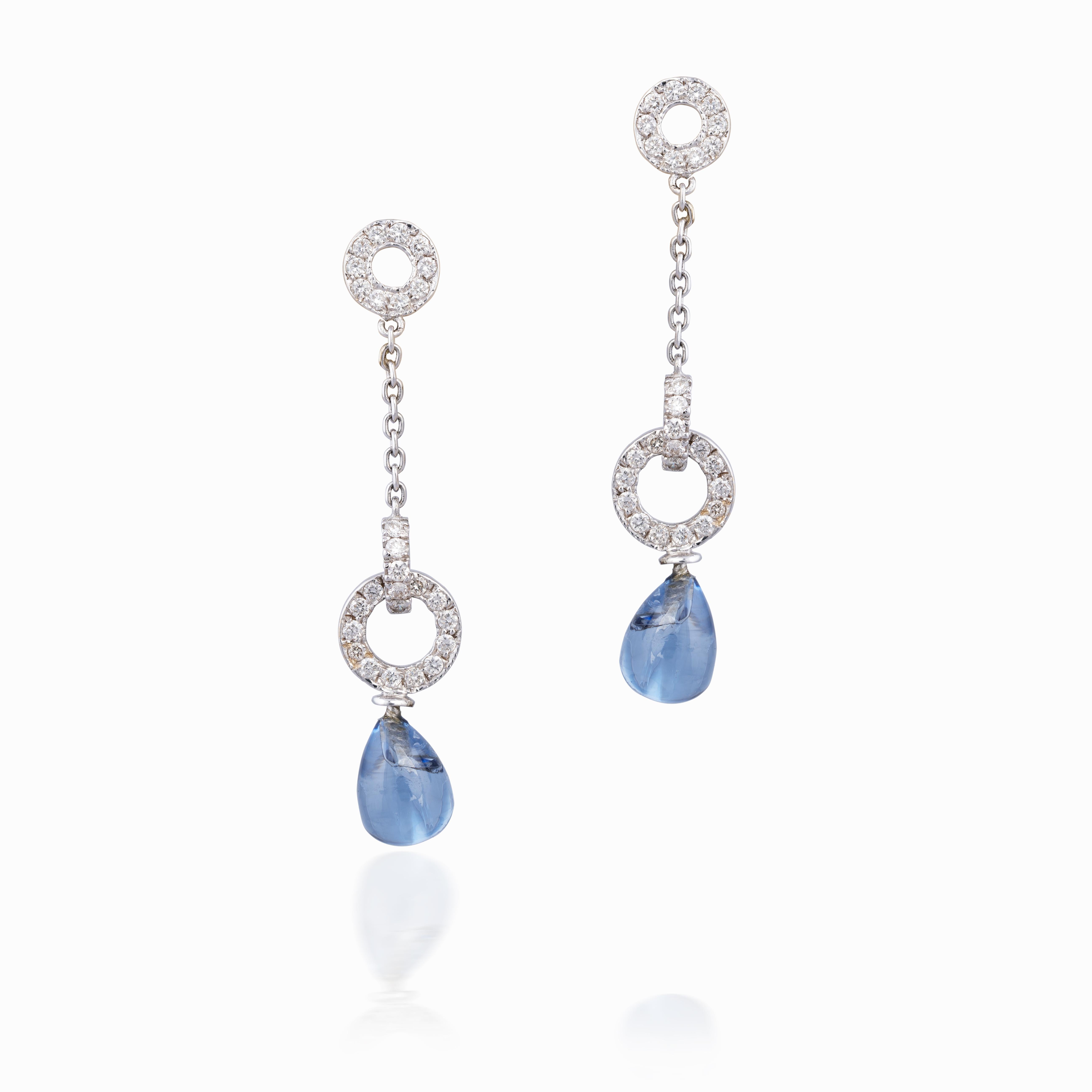 18 Karat Gold 0,52 Karat Diamant und 3,00 Karat natürlicher Tansanit Ohrring Damen im Angebot