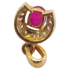 18K Gold 0.58ct Oval Ruby & 0.12ct Diamond Horseshoe Pendant Enhancer