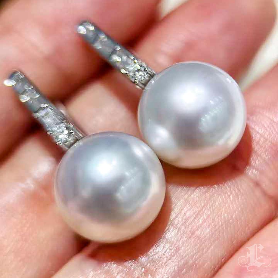 PSL Venus Certified 13mm South Sea Pearl & Diamond 18K Gold Signature Earrings 1