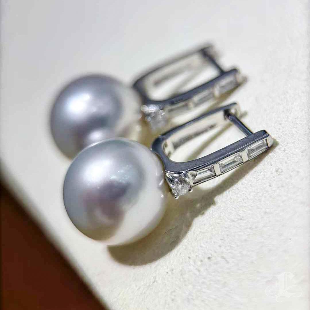 PSL Venus Certified 13mm South Sea Pearl & Diamond 18K Gold Signature Earrings 5