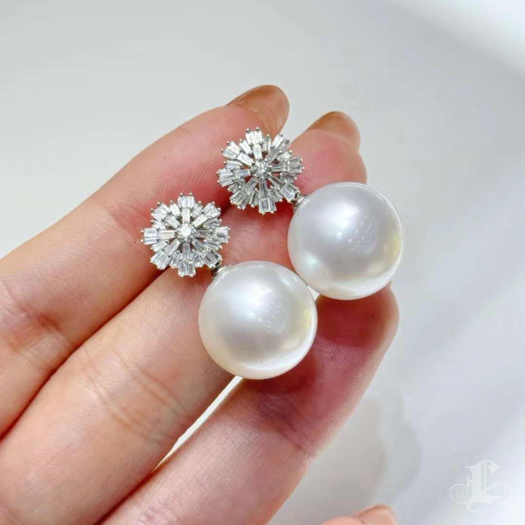 【Lustre Arc】Aurora Starburst AAAA Südsee Perle Diamant Ohrringe Damen im Angebot