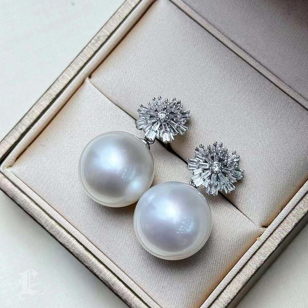 【Lustre Arc】Aurora Starburst AAAA Südsee Perle Diamant Ohrringe im Angebot 3