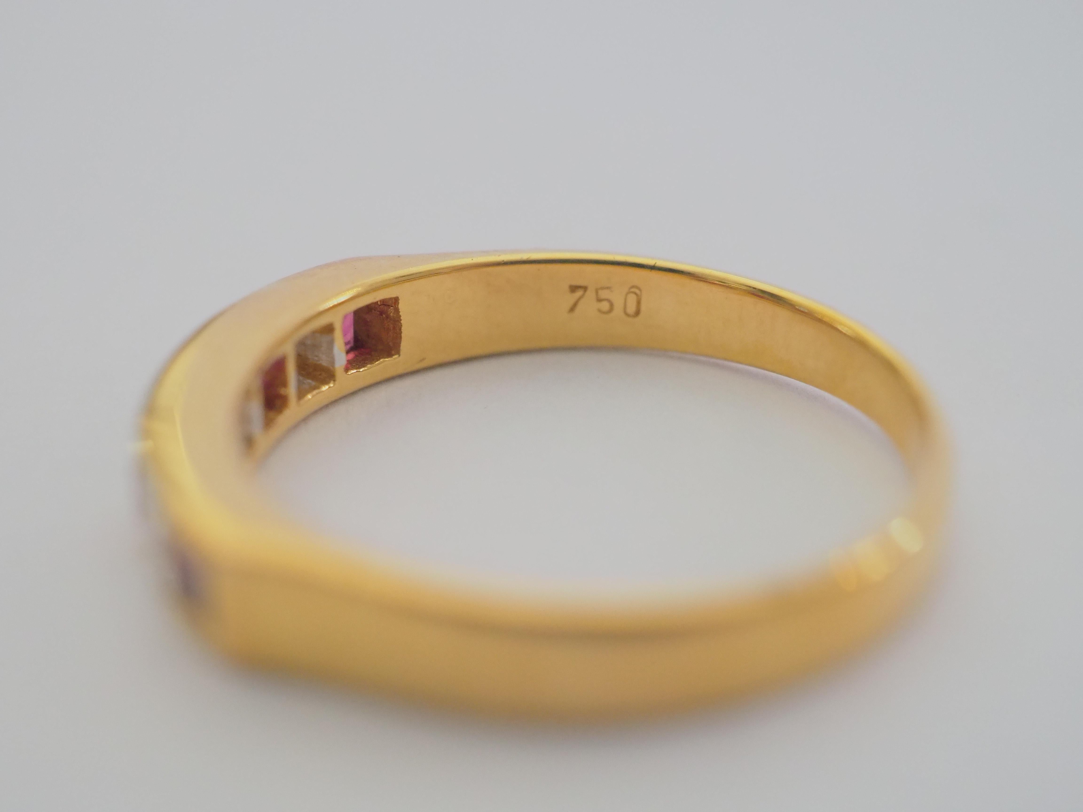 18K Gold 0.60ct Ruby & 0.06ct Diamond Band Ring 1