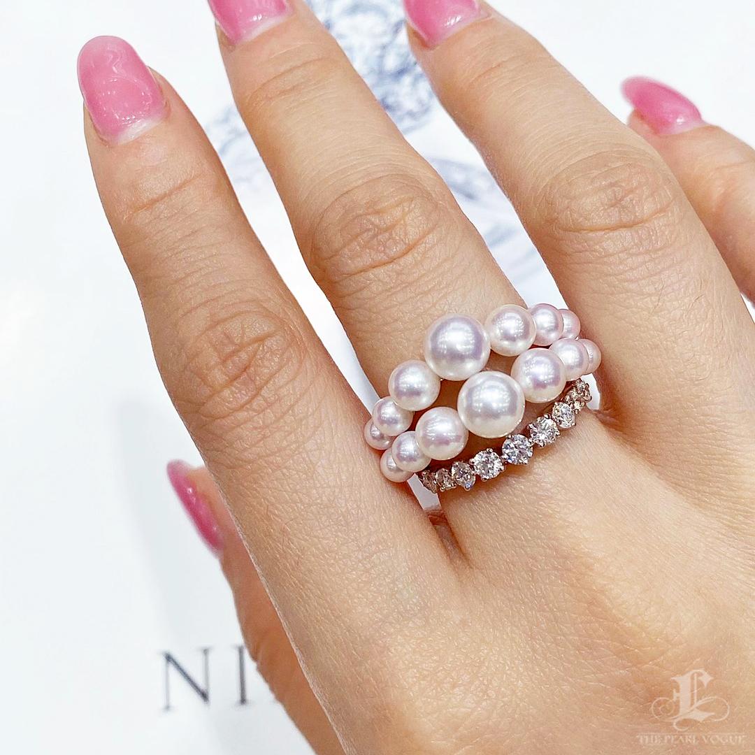 Uncut 【Crown Radiance】Aurora Akoya Pearl Cluster & Diamond Crown Ring For Sale