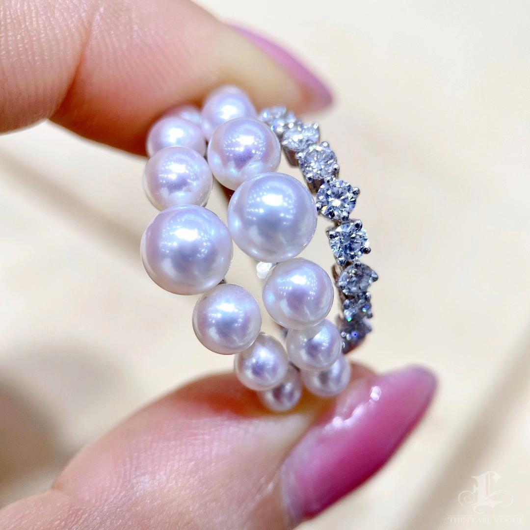 【Crown Radiance】Aurora Akoya Pearl Cluster & Diamond Crown Ring In New Condition For Sale In New York, NY
