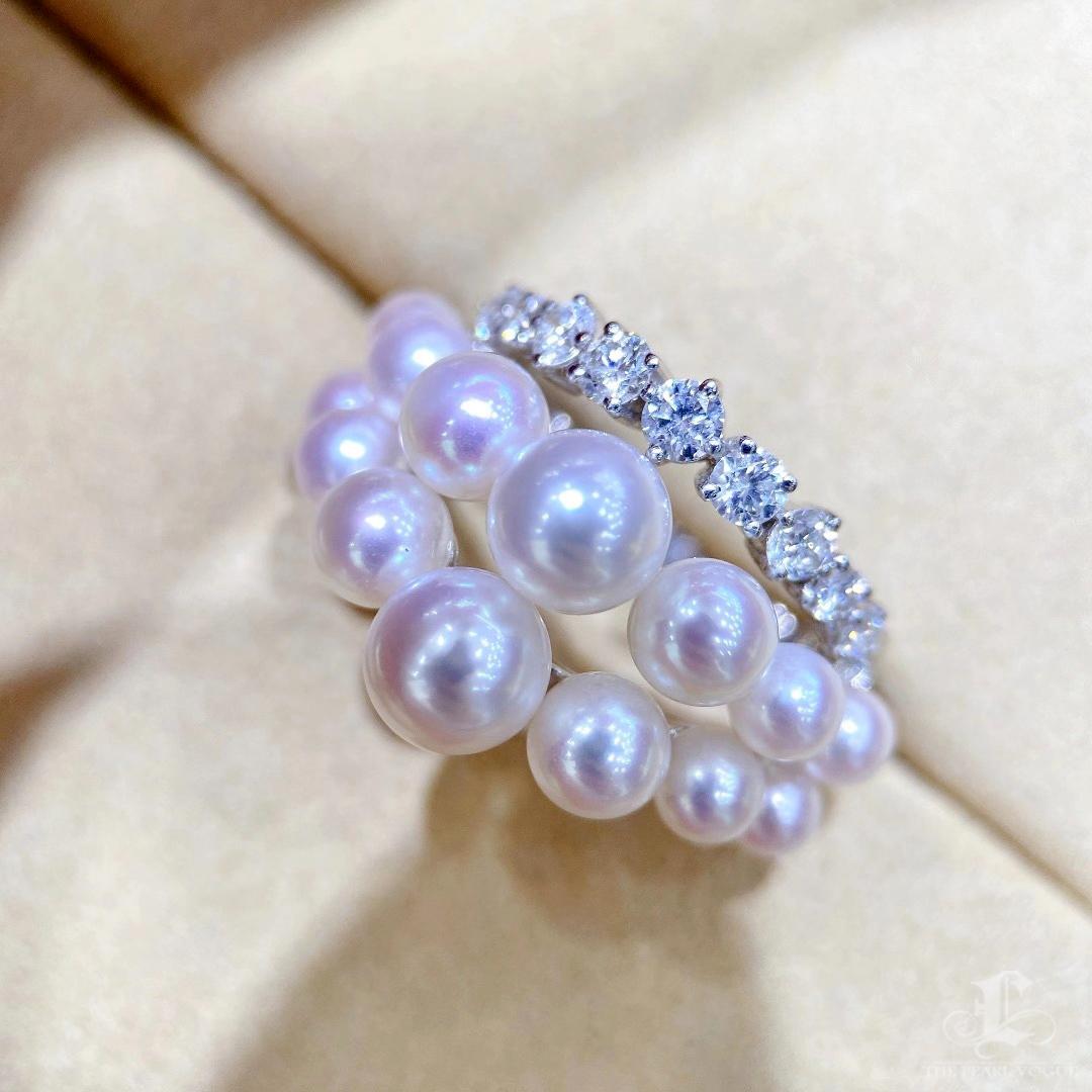 【Crown Radiance】Aurora Akoya Pearl Cluster & Diamond Crown Ring For Sale 2