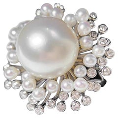 Bague Aurora, perle des mers du Sud et bébé Akoya