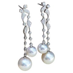 【Lustre Arc】Aurora Ribbon South Sea Pearl Diamond Drop Earrings