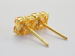 18K Gold 0,80ct runde orange-gelbe Saphire & 0,04ct Diamant Ohrstecker