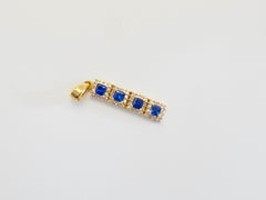 18K Gold 0.80ct Squared Fiery Blue Sapphire & 0.40ct Diamond Rectangular Pendant