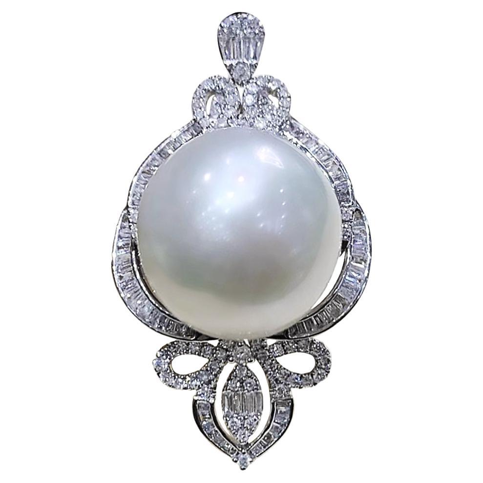 【Crown Radiance】Aurora Regal 16-17mm South Sea Pearl Diamond Pendentif en vente