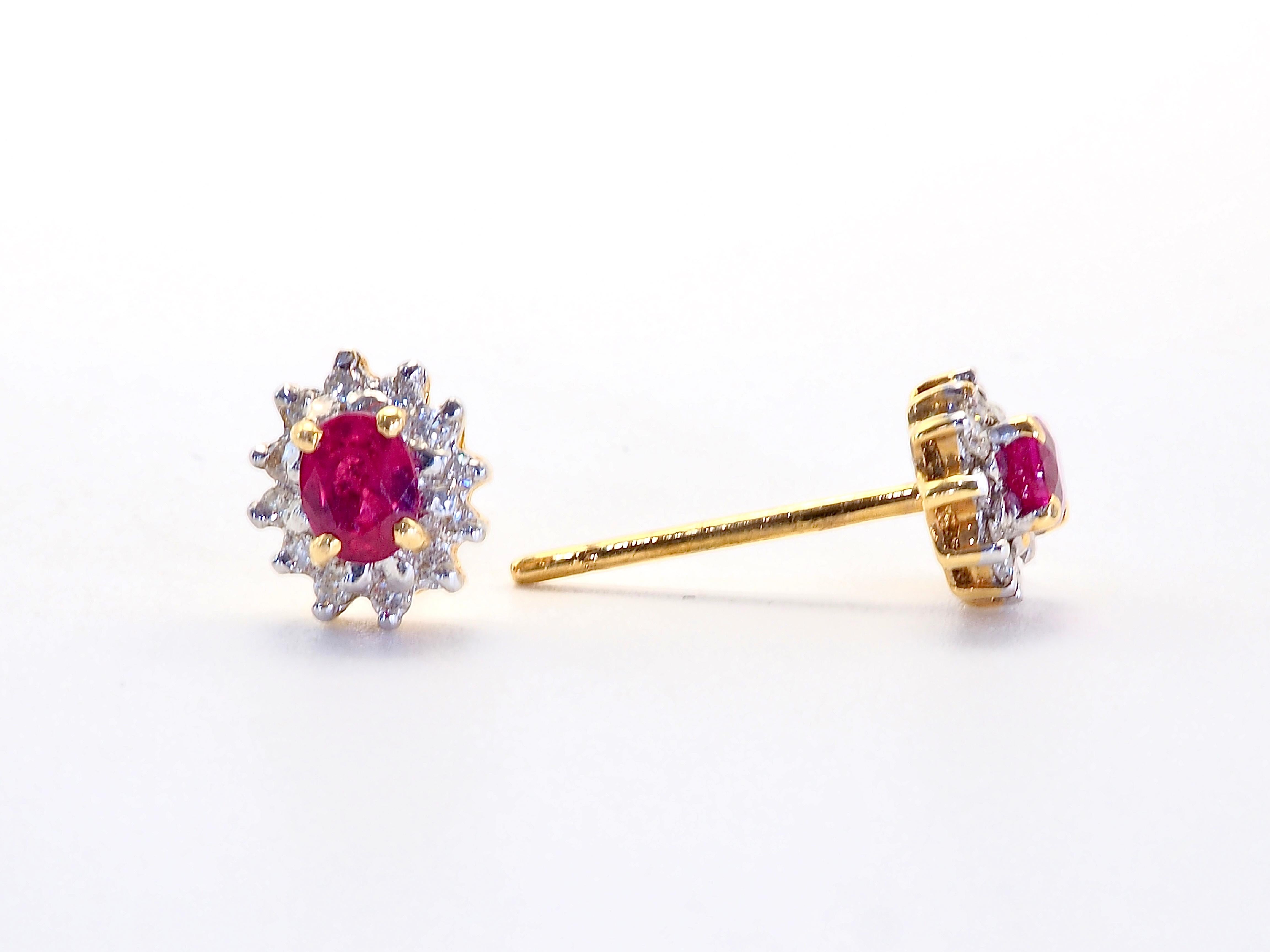 Pinkish red with high sparking brilliance ruby akin to those colors normally found in Myanmar mines. Petite earrings and gemstones for those who loves or is suited for something small yet precious. July Birthstone.

Product Details:

Metal: 18k