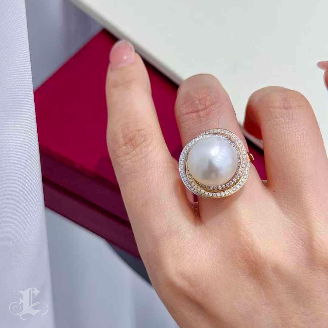 Uncut 【Crown Radiance】Galaxy Embrace Aurora South Sea Pearl Ring For Sale