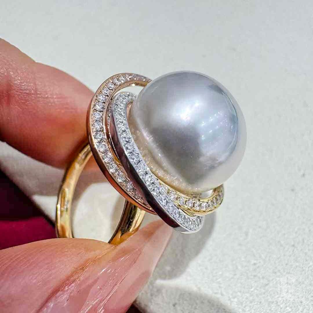 Women's 【Crown Radiance】Galaxy Embrace Aurora South Sea Pearl Ring For Sale