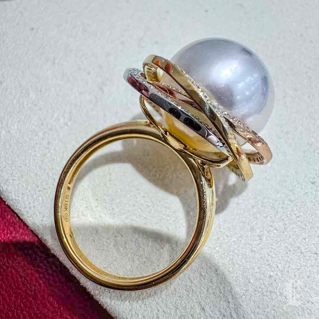 【Crown Radiance】Galaxy Embrace Aurora South Sea Pearl Ring For Sale 1
