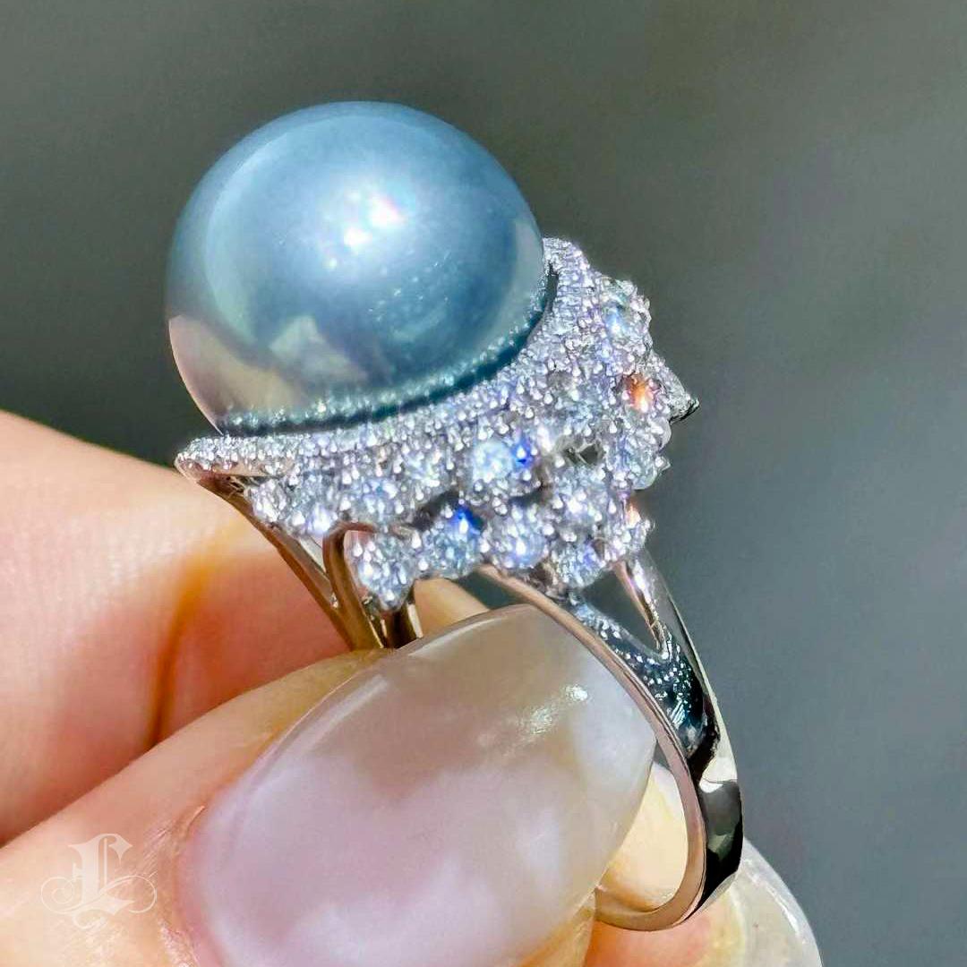【Lustre Arc】Celestial Crest Aurora Tahiti Perlen Diamant Ring im Zustand „Neu“ im Angebot in New York, NY