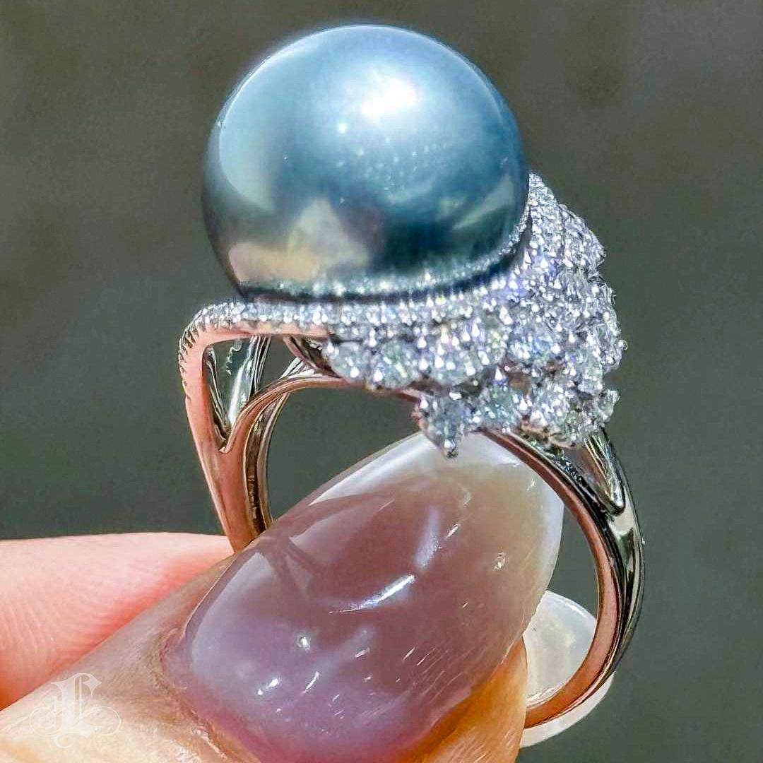 【Lustre Arc】Celestial Crest Aurora Tahiti Perlen Diamant Ring im Angebot 2