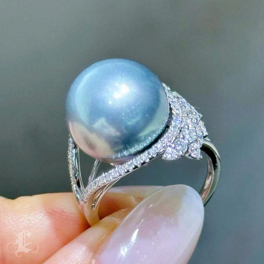 【Lustre Arc】Celestial Crest Aurora Tahiti Perlen Diamant Ring im Angebot 3