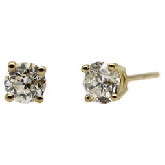 Orecchini con diamante vecchio taglio europeo in oro 18k da 0,90 carati