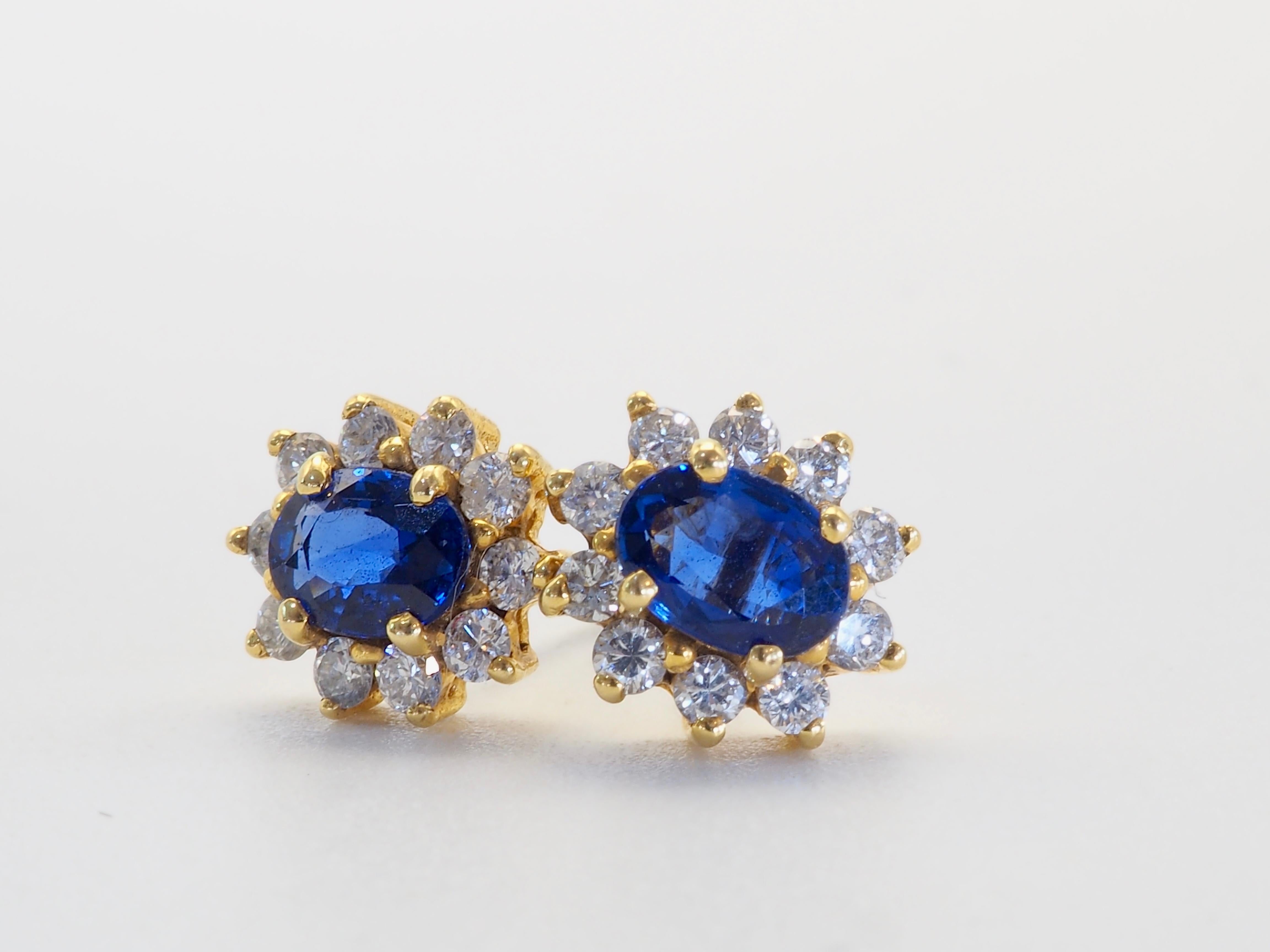These petit twins are not to be underestimated when it comes to their saturation and shine. The color is ever so similar to that of the royal blues and they even glitter in the shadows! 

Bright and decent size diamonds accompanying the sapphires