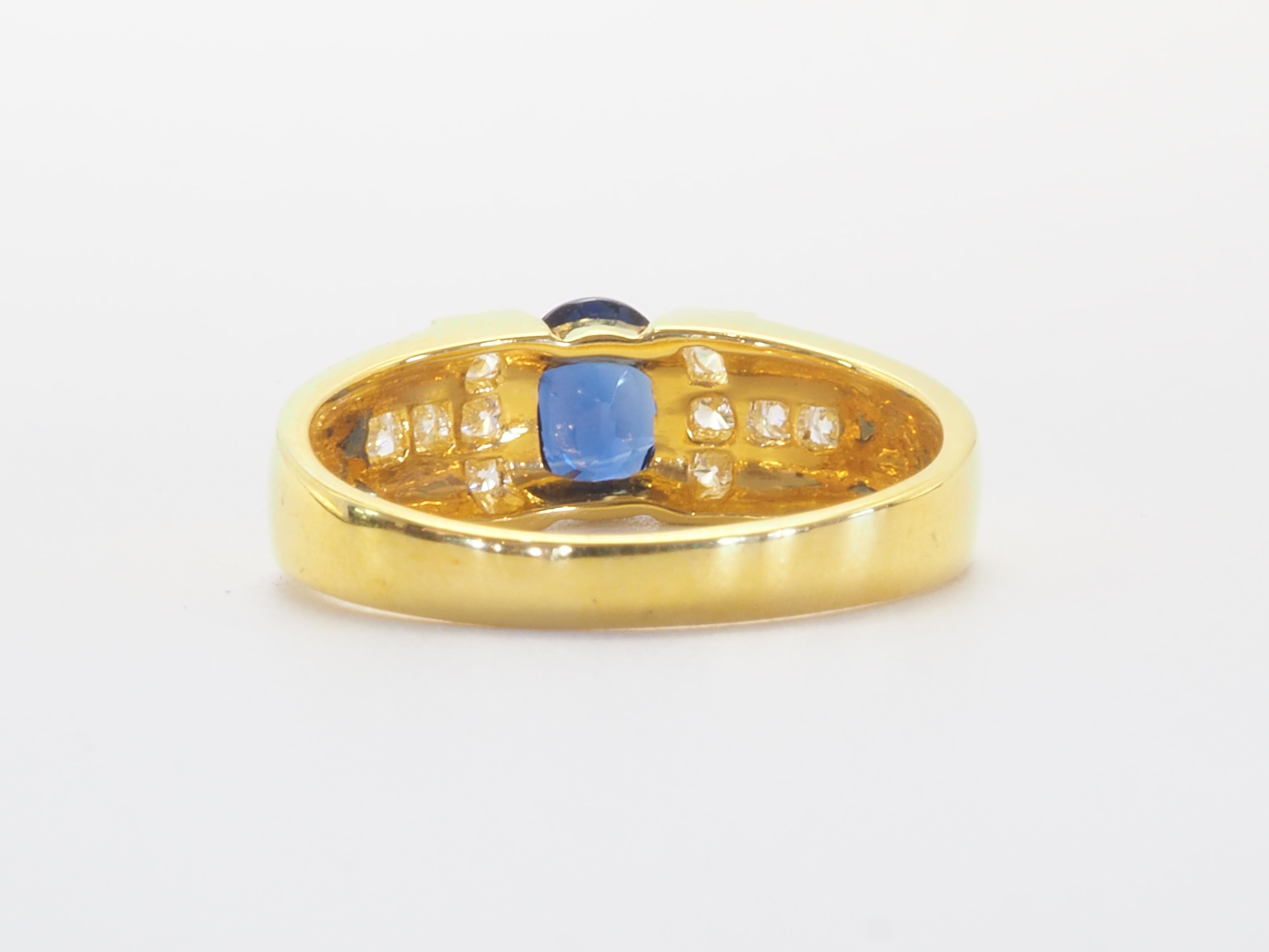 18k Gold 0,90ct Ovaler Blauer Saphir & 0,25ct Brillant Diamant Ring (Ovalschliff) im Angebot