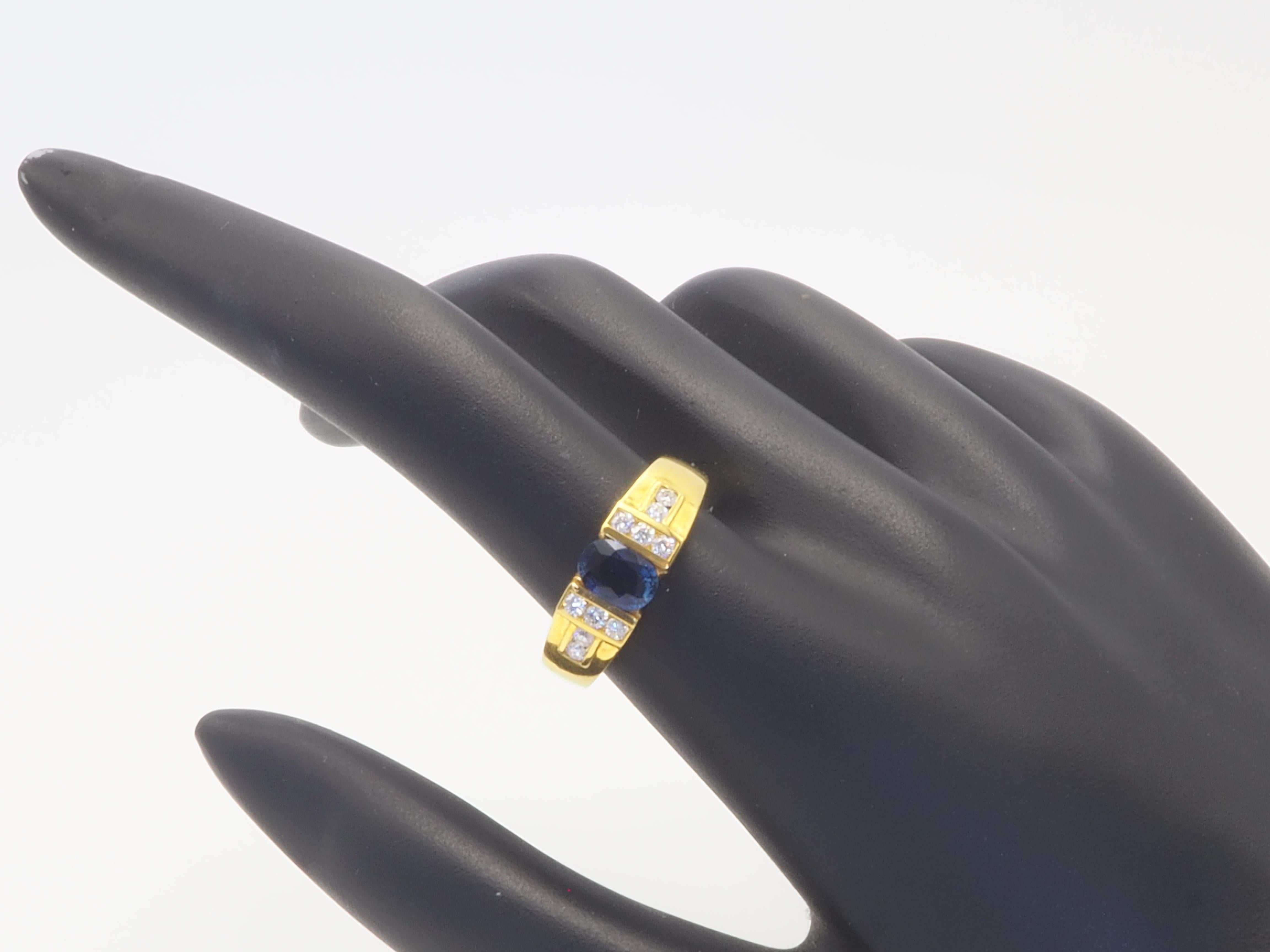 18k Gold 0,90ct Ovaler Blauer Saphir & 0,25ct Brillant Diamant Ring im Angebot 2