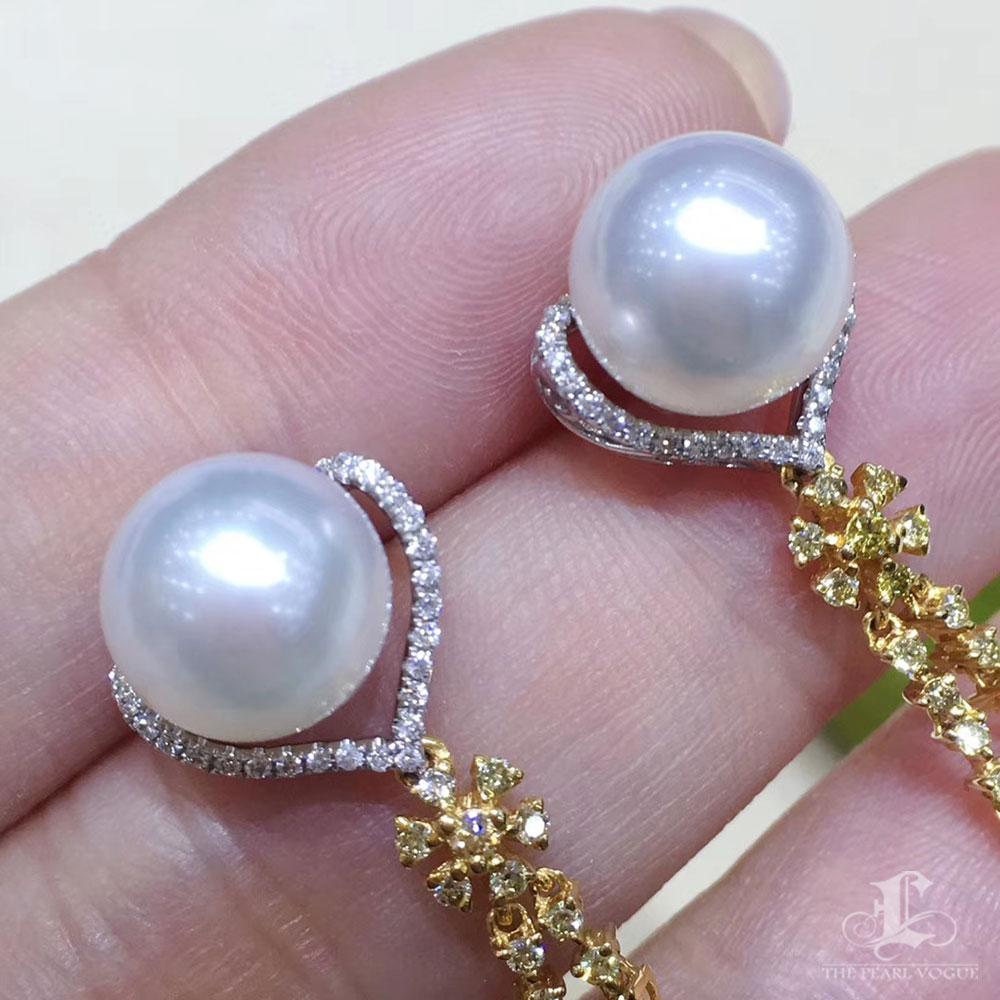 【Lustre Arc】Aurora Petalfall Diamant Südsee Perlen Abend Ohrringe im Zustand „Neu“ im Angebot in New York, NY