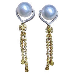 【Lustre Arc】Aurora Petalfall Diamant Südsee Perlen Abend Ohrringe