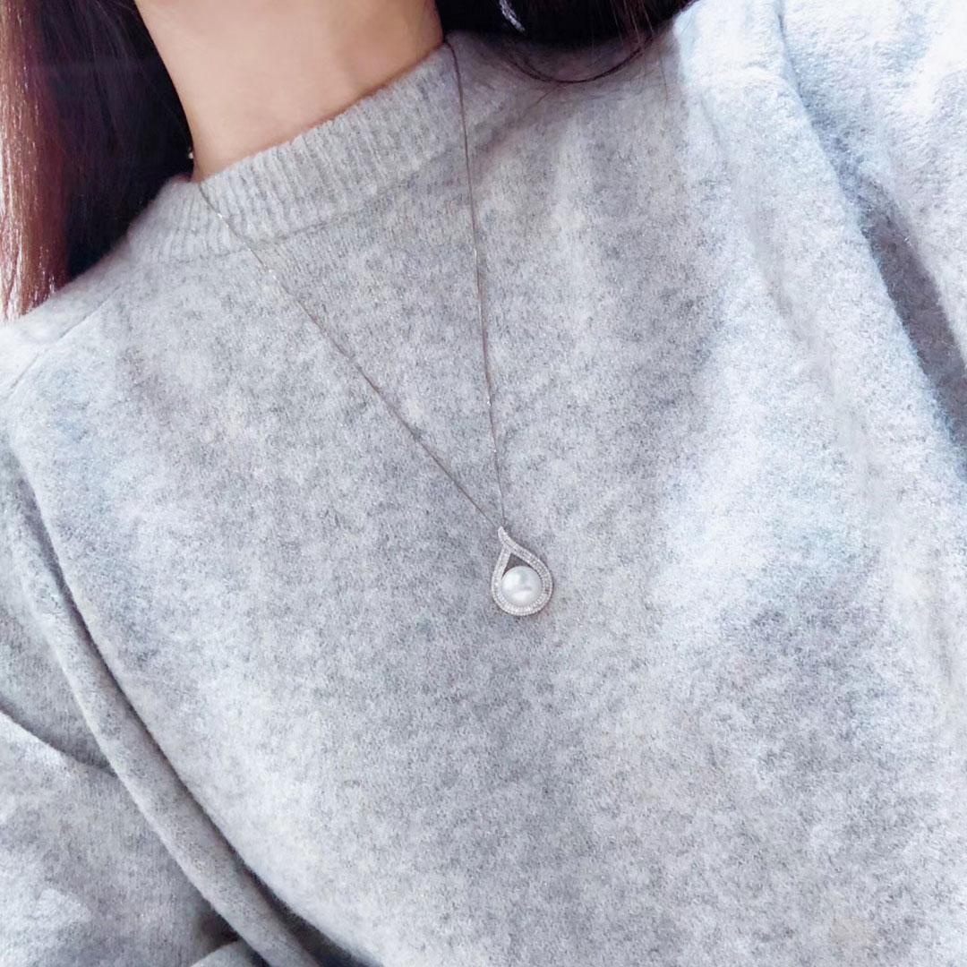 Uncut 【Sculpted Geometry】Tearlight Aurora South Sea Pearl Deco Diamond Pendant For Sale