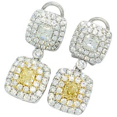 18 Karat Gold 0.97 Carat Natural Diamond and 2.78 Carat Diamond Dangle Earrings