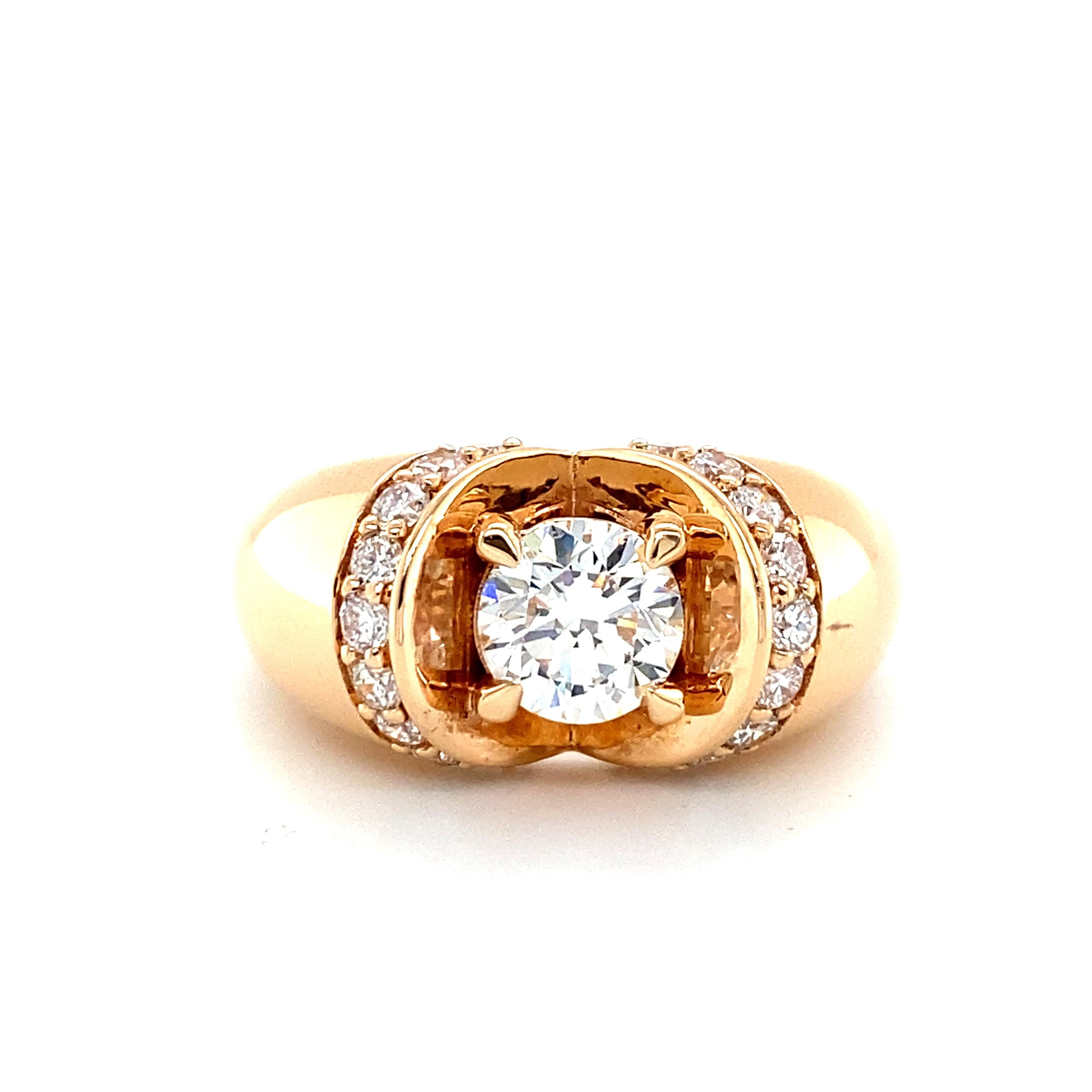 18k Gold 1 Carat Diamond Ring For Sale 1