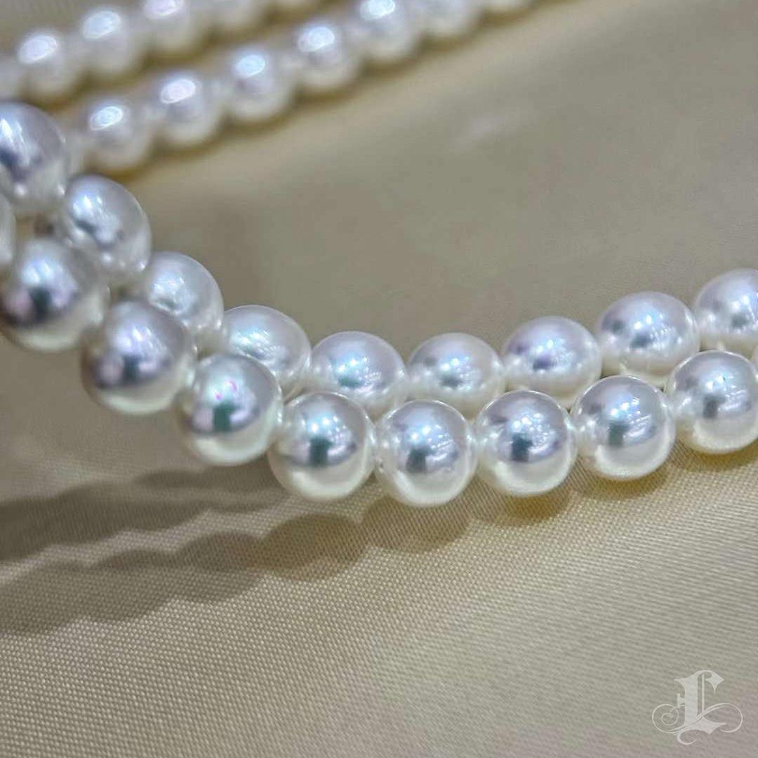 Women's 【 Sculpted Geometry】Couture Twin-Strand Akoya Pearl Necklace with Diamond Ribbon For Sale