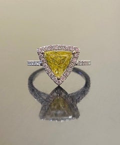 18K Gold 1.05 Carat EGL Certified Halo Trillion Yellow Diamond Engagement Ring