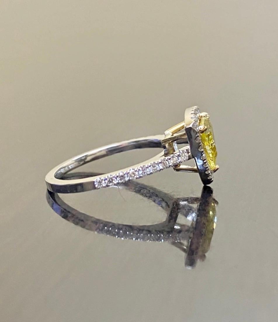 18K Gold 1.05 Carat EGL Certified Halo Trillion Yellow Diamond Engagement Ring  In New Condition For Sale In Los Angeles, CA