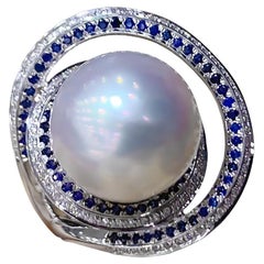 Bague orbit céleste Aurora des mers du Sud, diamants et saphirs