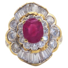 18k Gold 1.06 Carat Oval Burma Ruby & 1.41 Carat Diamond Cocktail Ring